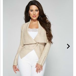 MARCIANO SHAYNA DRAPE LEATHER JACKET